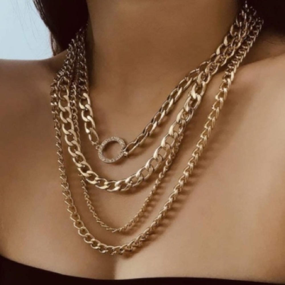 Gold Layered Cuban Chain Link Necklace - Picture 4 of 5